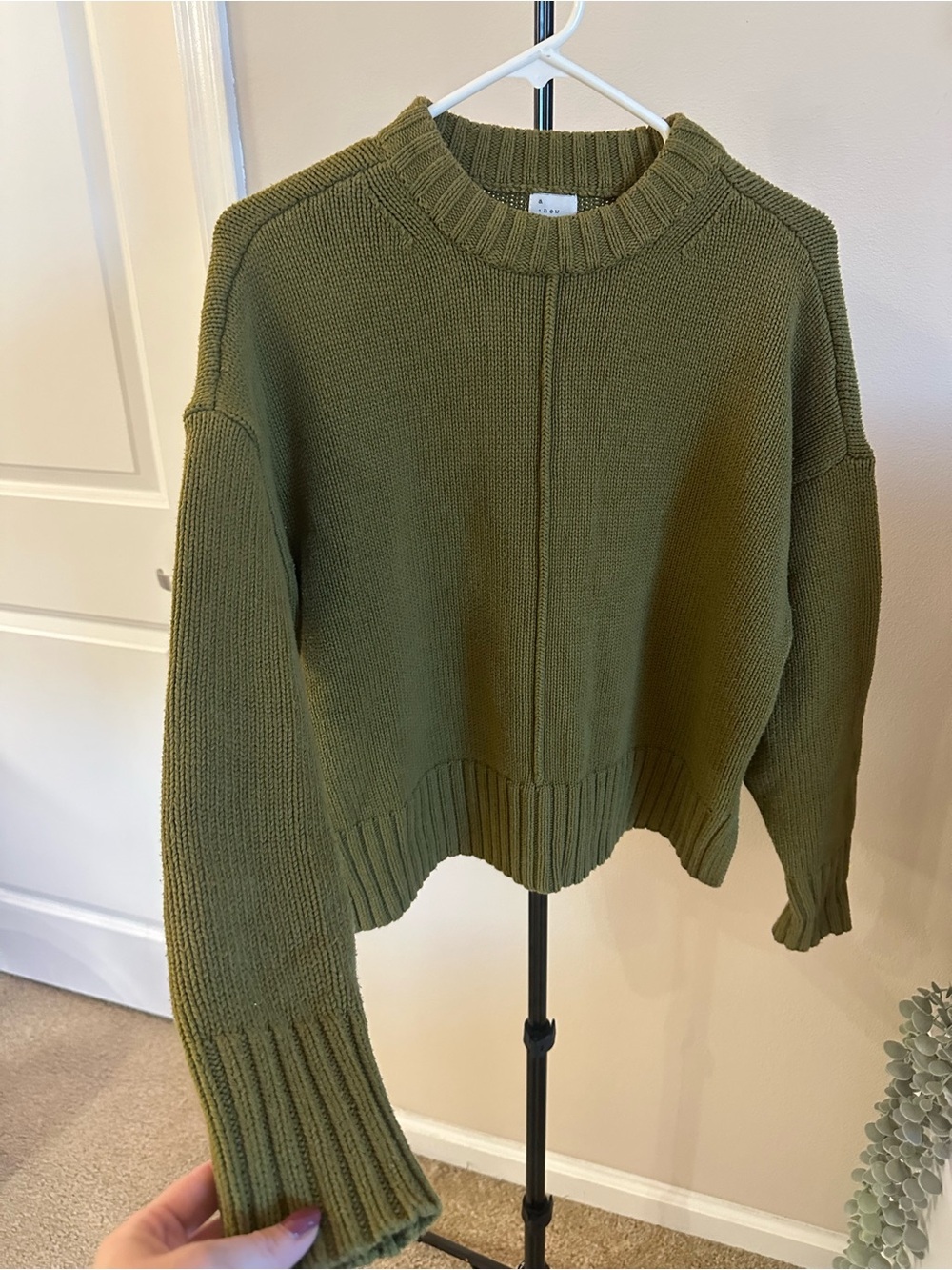 Olive Green Crewneck Sweater - Picture 4 of 7
